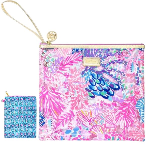Lilly Pulitzer Beach Day Water Resistant Vinyl Pouch - Splendor in the Sand - Picture 2 of 6